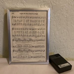 5x7” Angels We Have Heard on High sheet music in lighted Picture frame